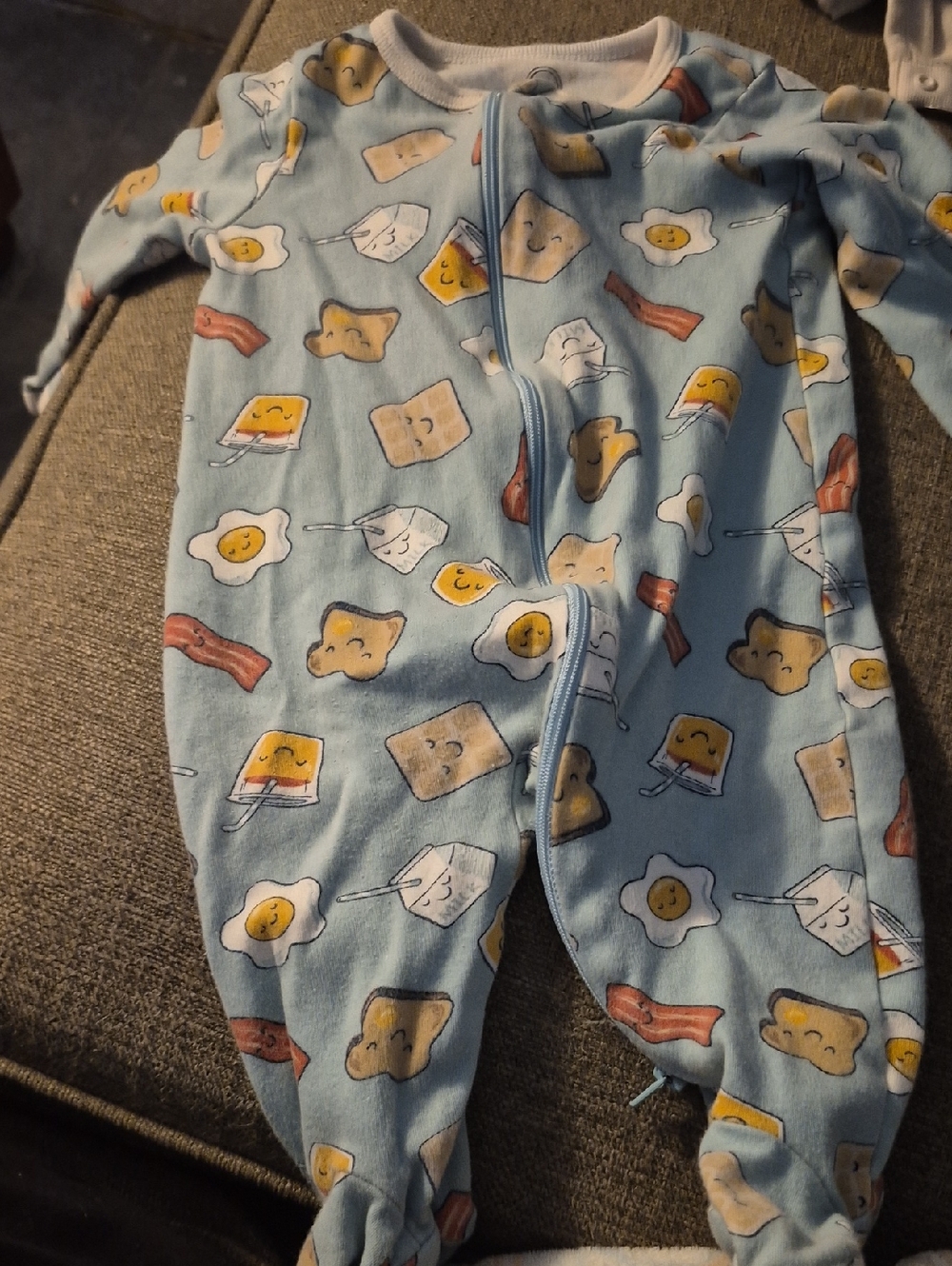 wonder nation Light Blue Footed One-Piece with Breakfast Print